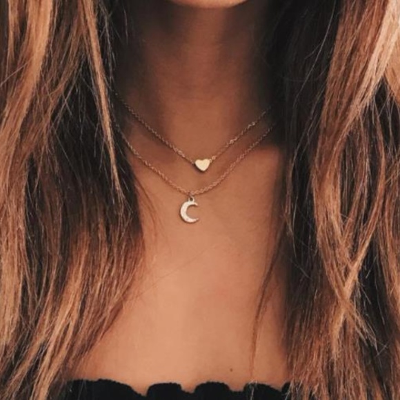 Jewelry - NEW double layer heart moon necklace